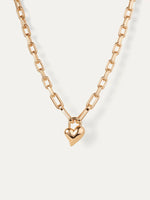 Padlock Heart Pendant Necklace in Gold