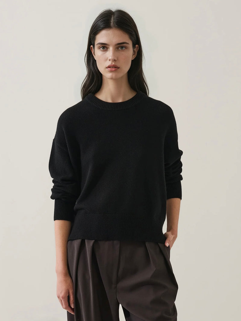Xfine Merino Cashmere Relaxed Knit in Black