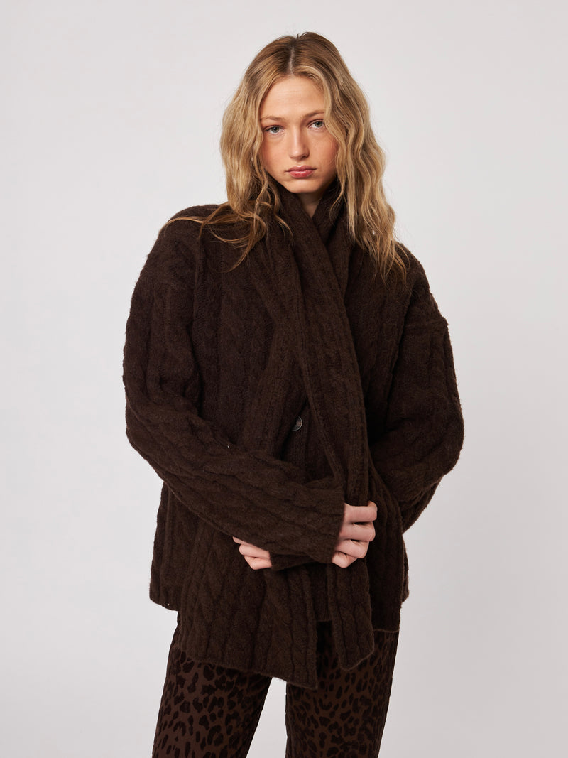 Zaire Cable Knit Scarf Coatigan