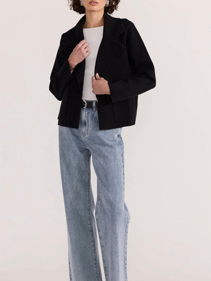 Aiden Crop Coatigan in Black