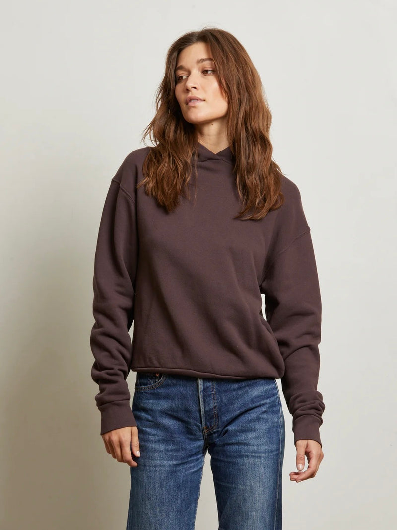 Heart Fleece Hoodie in Cocoa Powder