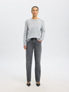Lulu Knit O-Neck Sweater in Light Grey