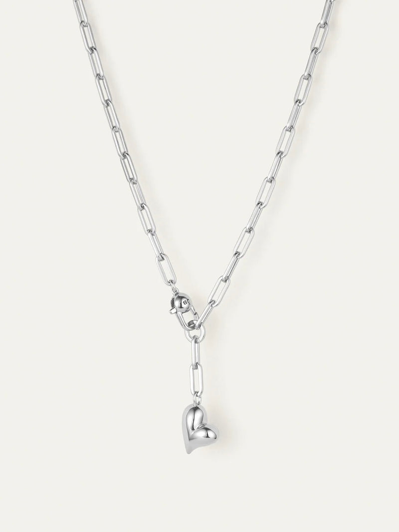 Puffy Heart Necklace in High Polish SIlver