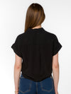 Zuria Button Tie Top in Black