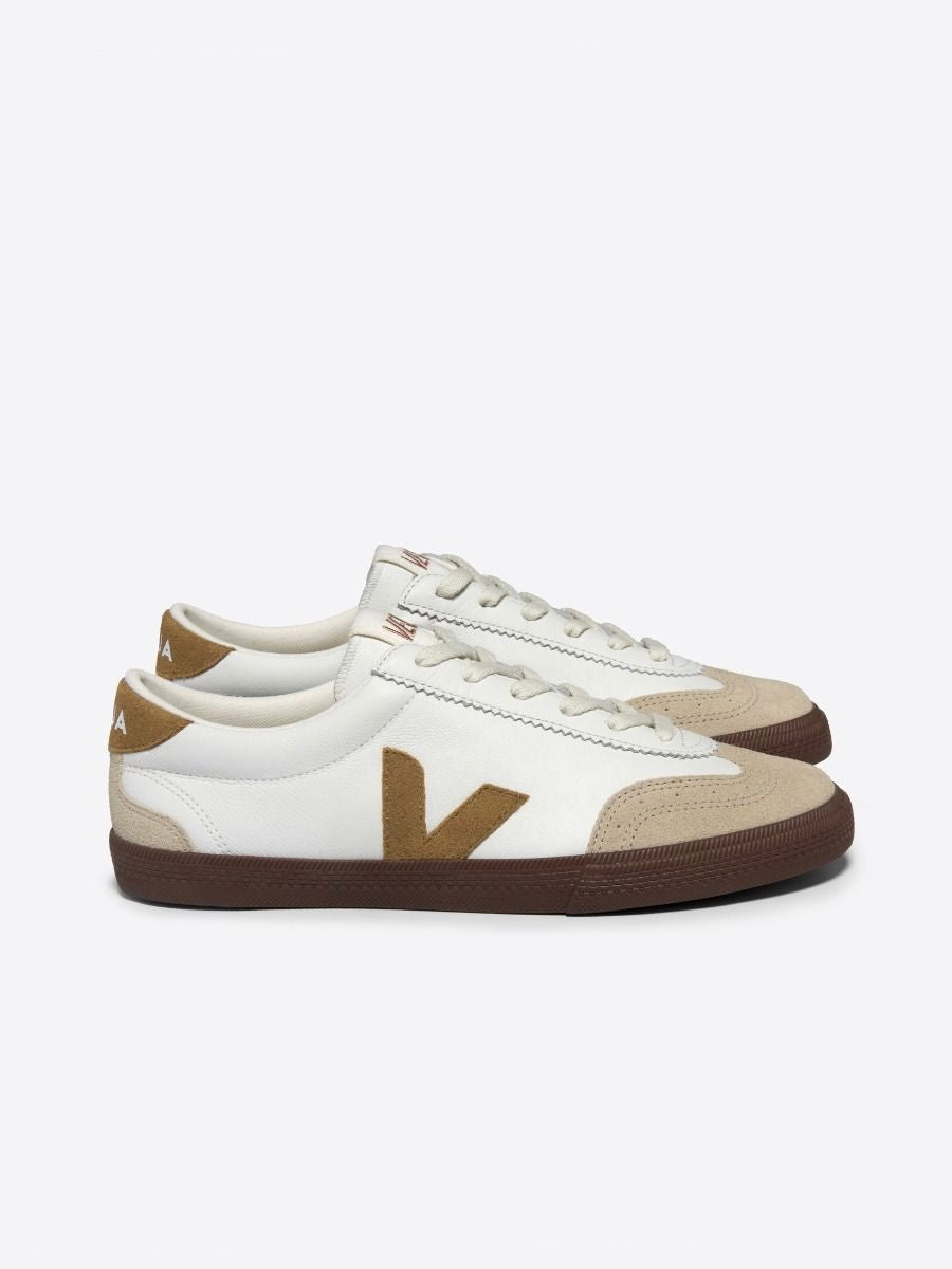 Volley Leather Shoe in White Tent Bark