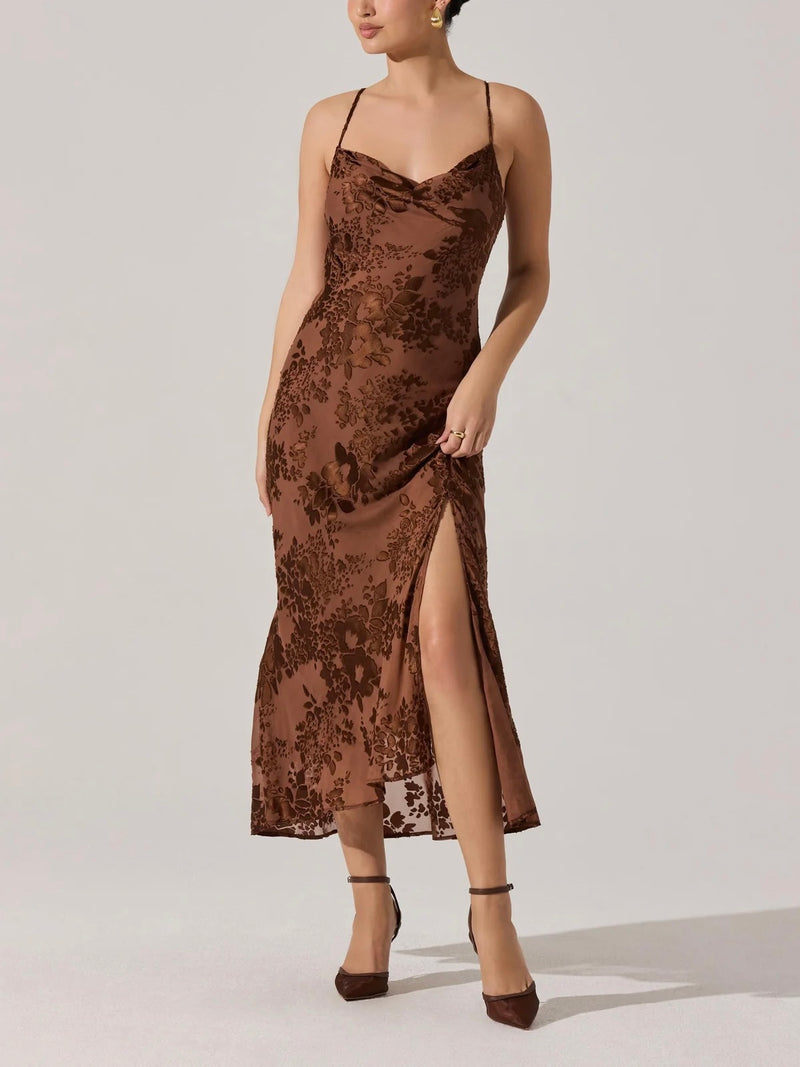 Gaia Dress in Brown Floral