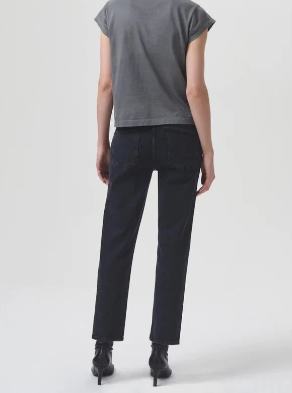 Kye Mid Rise Straight Crop in Pepper