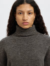 Lulu Knit Roll Neck Sweater in Medium Grey
