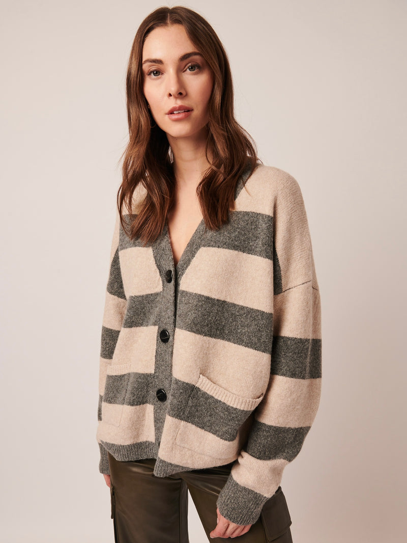 Phillie Oversized Stripe Cardigan in Little Owl