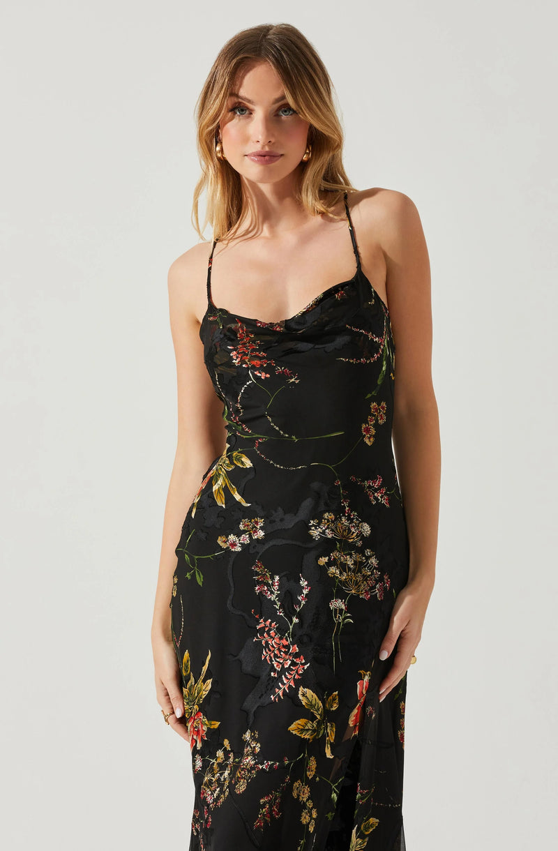 Gaia Floral Burnout Midi Dress