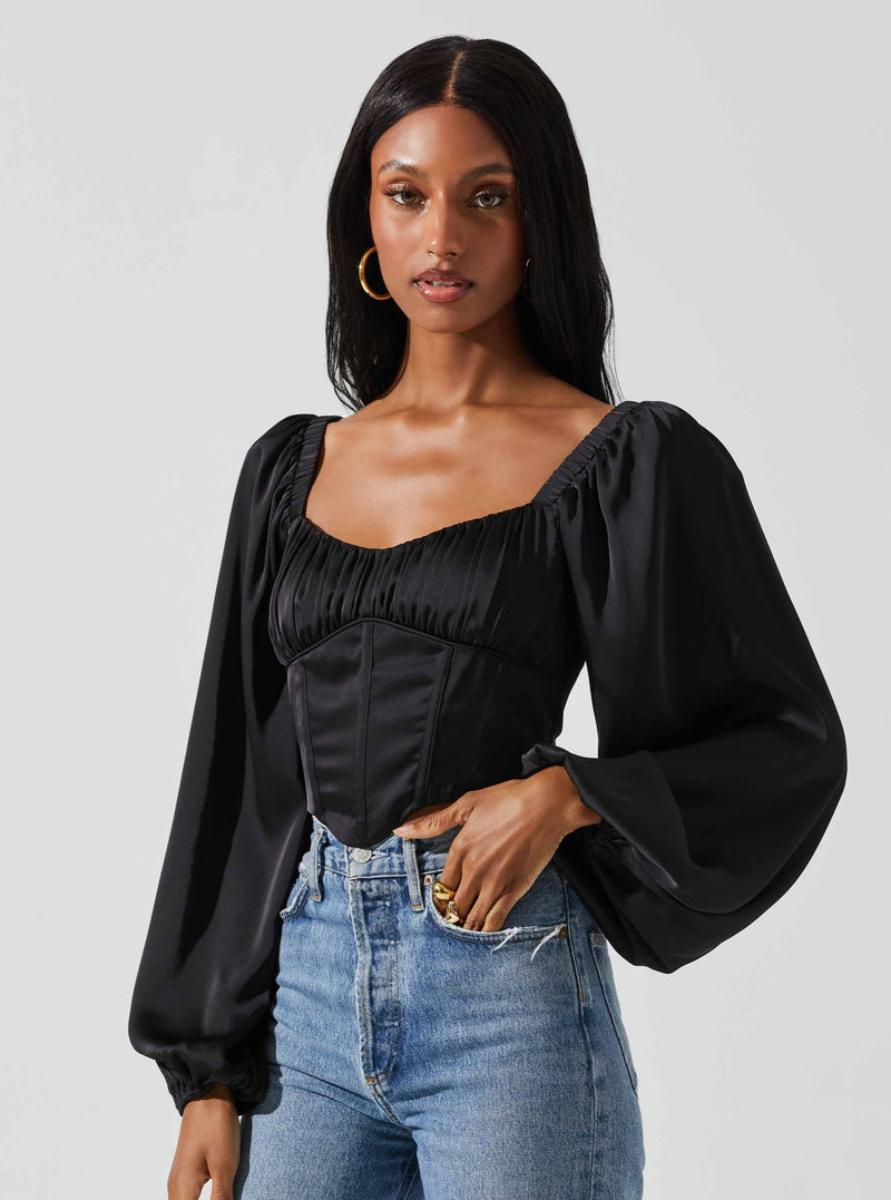 PENNY RUCHED BUST LONG SLEEVE TOP
