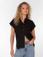 Ilene Button Up Top in Black