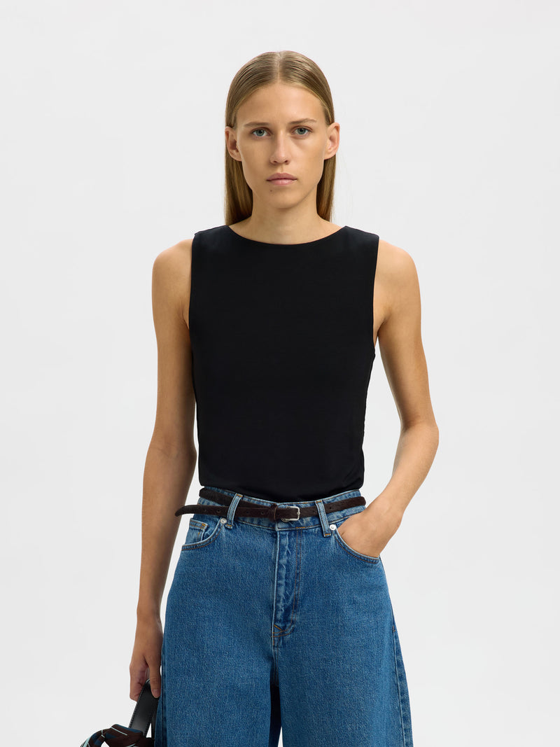 Manja Sleeveless Reversible Tank in Black