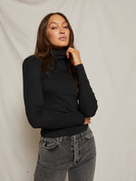 Hayden Luxe Rib Turtleneck in True Black
