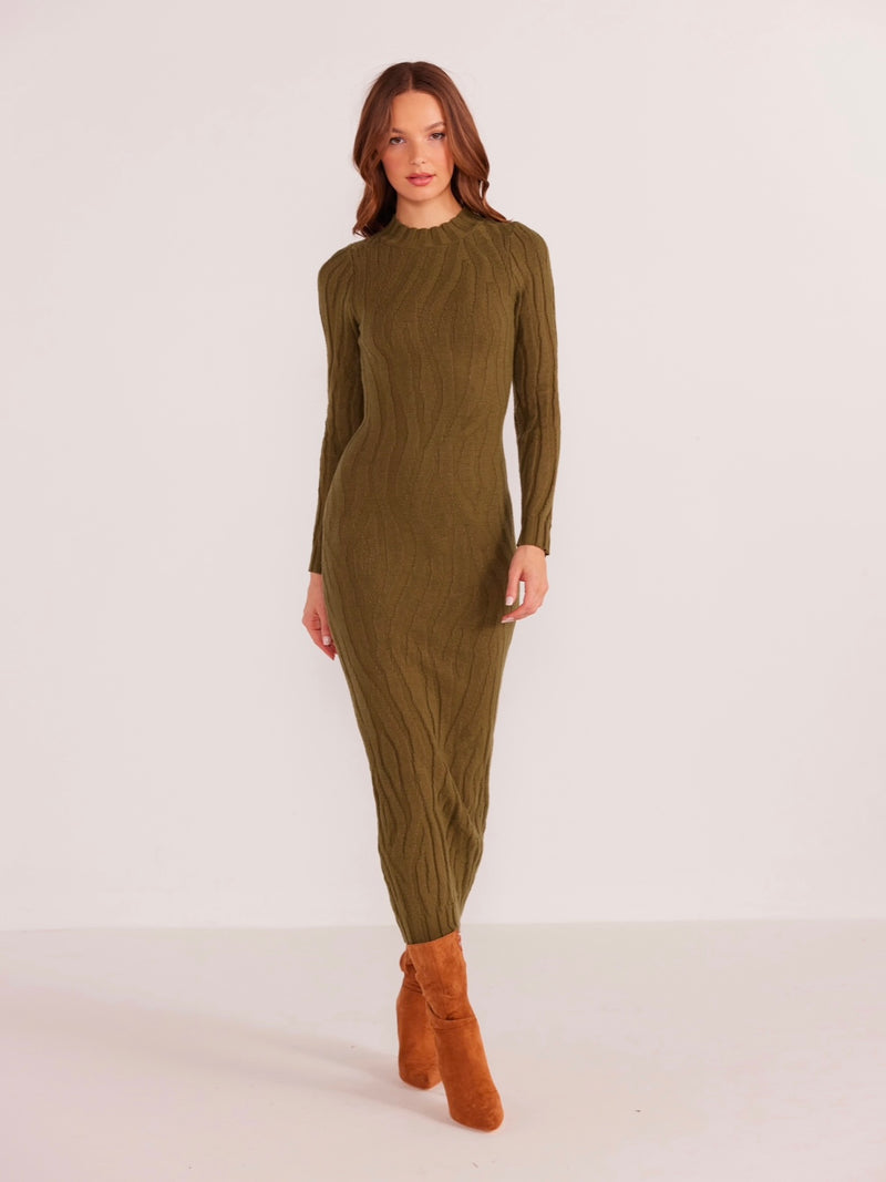 Elara Jacquard Knit Midi Dress