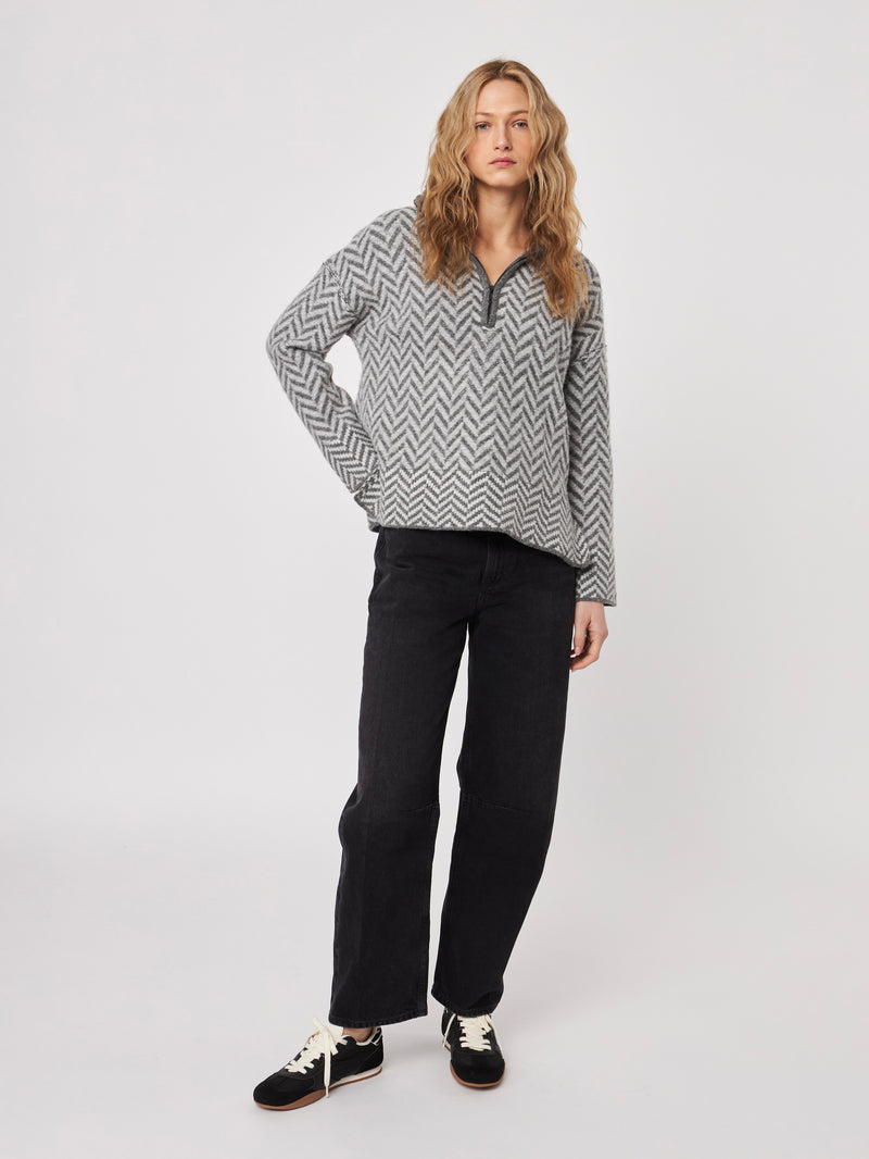 Dominic Quarter Zip Knit in Hiver Gris