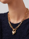 Padlock Heart Pendant Necklace in Gold