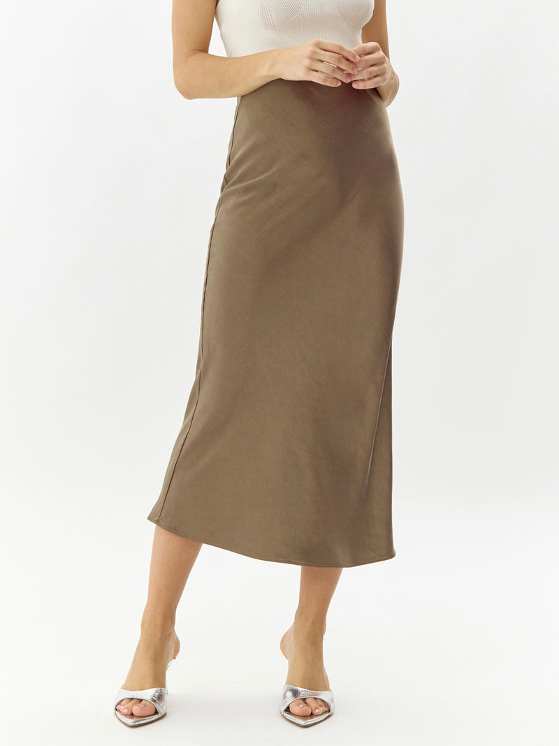 Becky Satin Midi Skirt