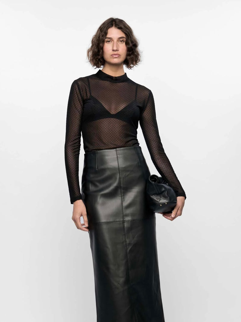 Kaia Spot Mesh Top