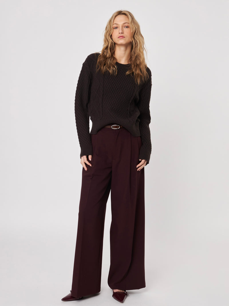 Julien Cable Knit Sweater in Coffee
