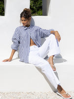 Waylon Stripe Button Up in Midnight Navy