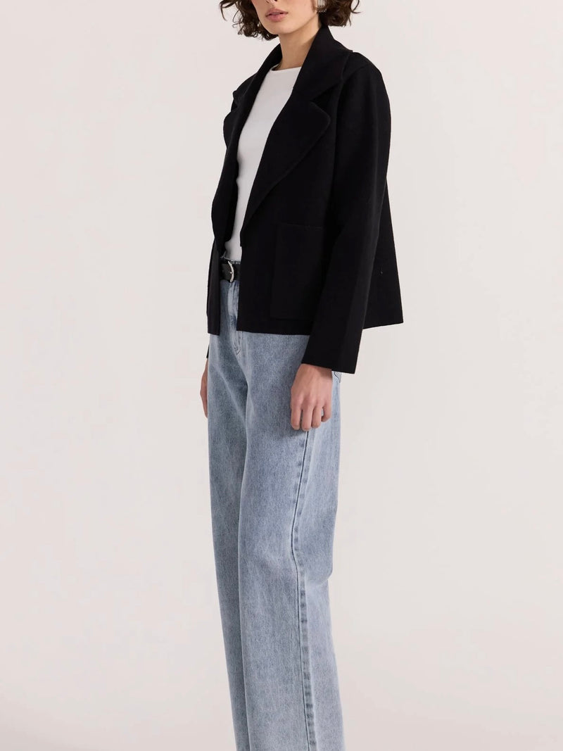 Aiden Crop Coatigan in Black