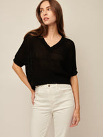 Piper Half Sleeve V-Neck Knit in Caviar