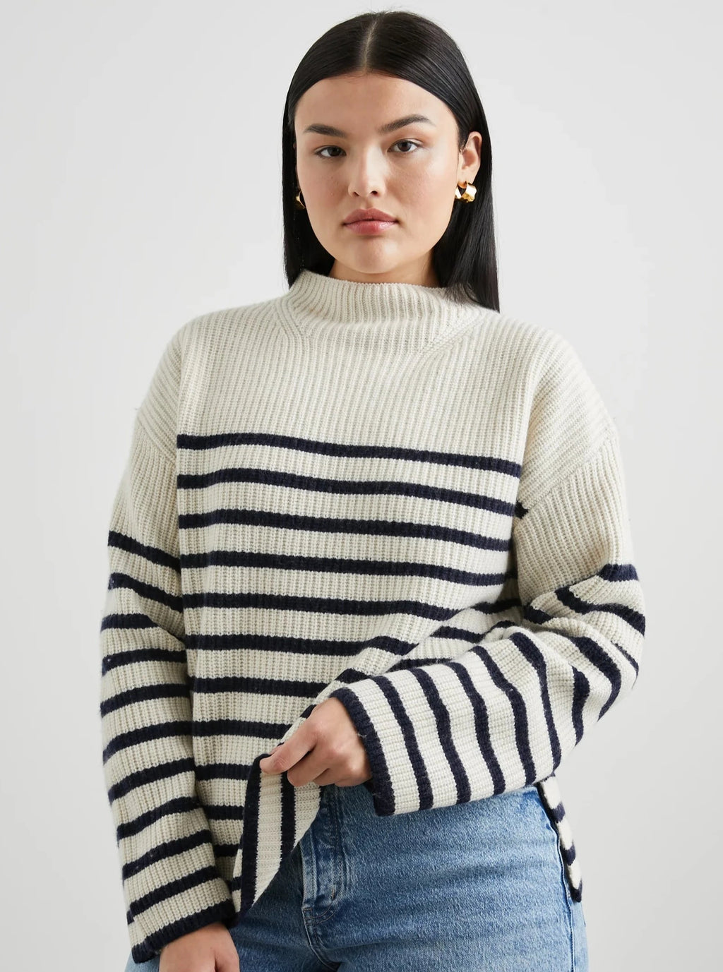 Claudia Sweater in Cream/Navy Stripe