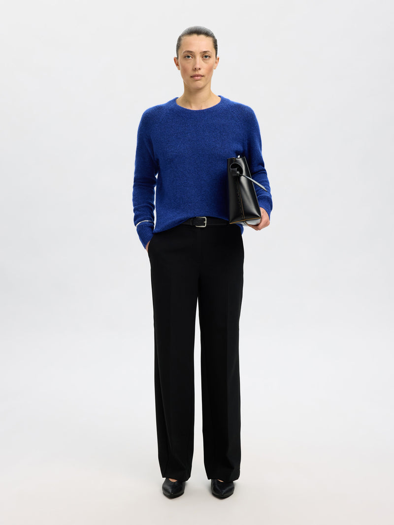 Lulu Knit O-Neck Sweater in Dazzling Blue