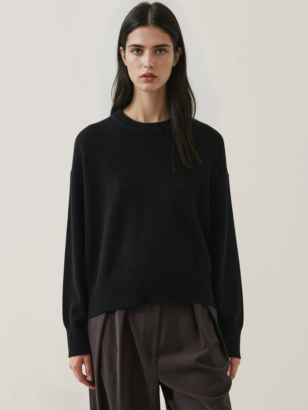 Xfine Merino Cashmere Relaxed Knit in Black