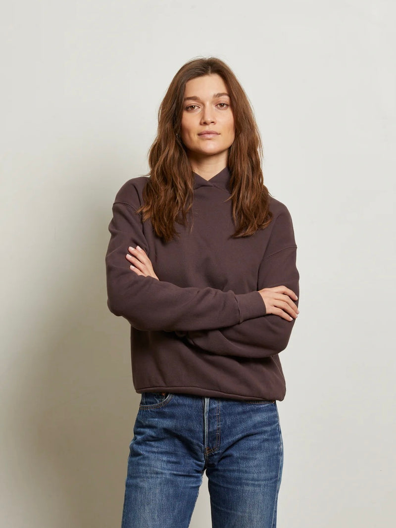 Heart Fleece Hoodie in Cocoa Powder