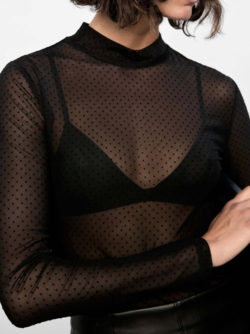 Kaia Spot Mesh Top