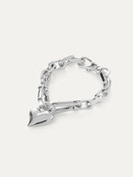 Padlock Heart Chain Bracelet in Silver