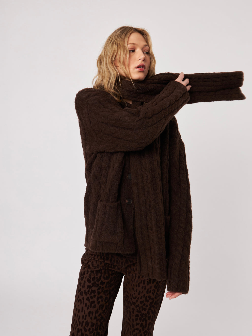 Zaire Cable Knit Scarf Coatigan