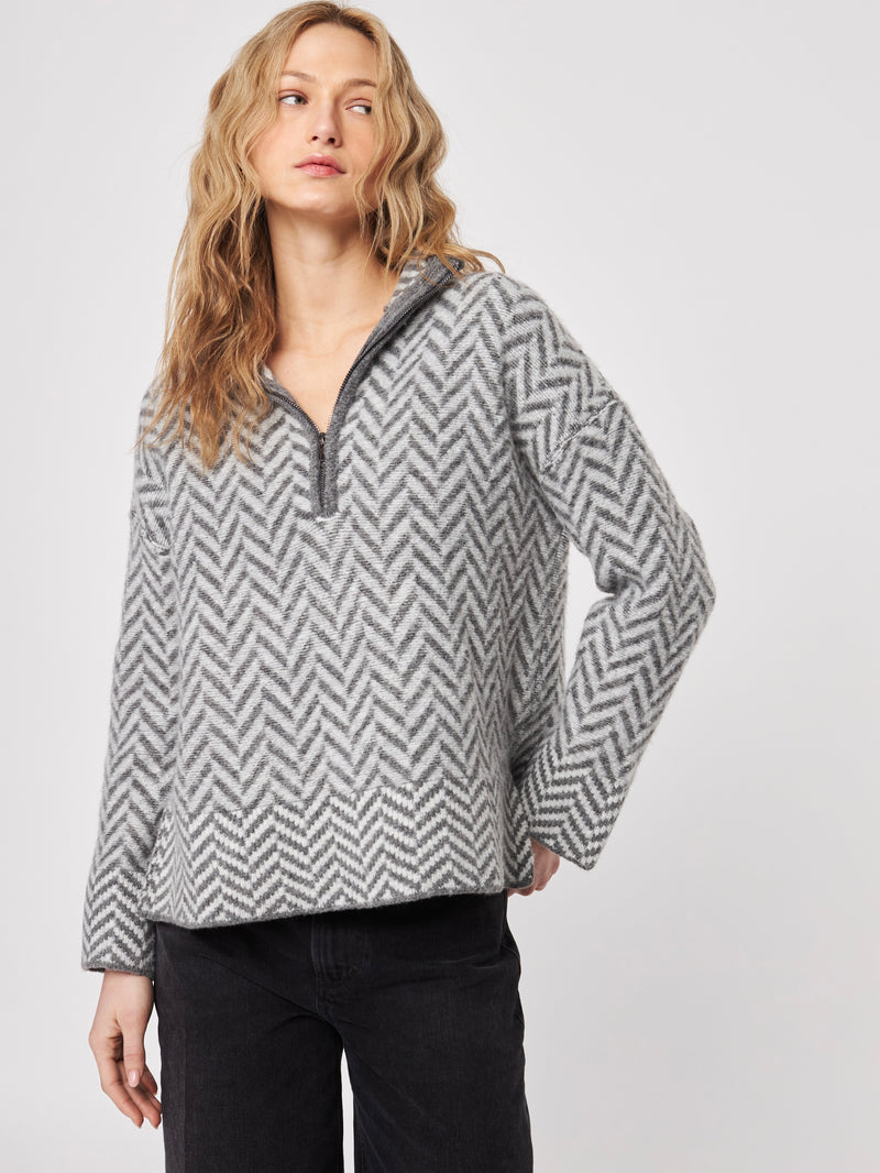 Dominic Quarter Zip Knit in Hiver Gris