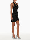 Martine Silk Mini Dress in Black