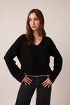 Gaia V-Neck Sweater in Noir Night