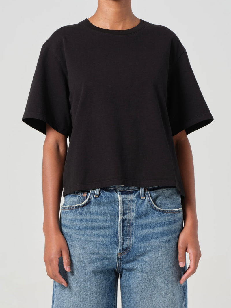 Sulma Drop Shoulder Tee in Black