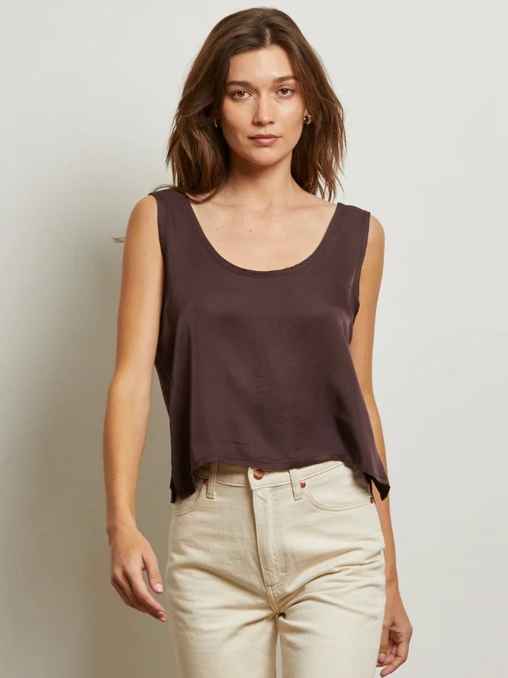 SIlvie Satin Scoop Neck Tank
