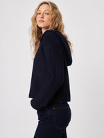 Gavin Rib Zip Hoodie in Navy