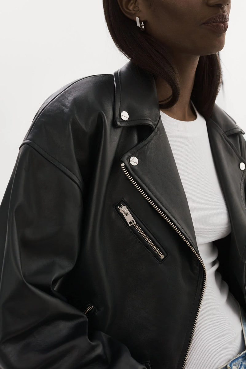 Estae leather 2025 biker jacket