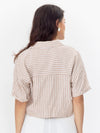 Maria Twist Tuck Shirt in Chestnut Stripe