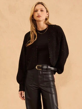 Ozzy Cropped Cardigan in Onyx Speckle