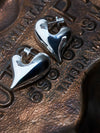 Art Heart Puff Earrings in Silver