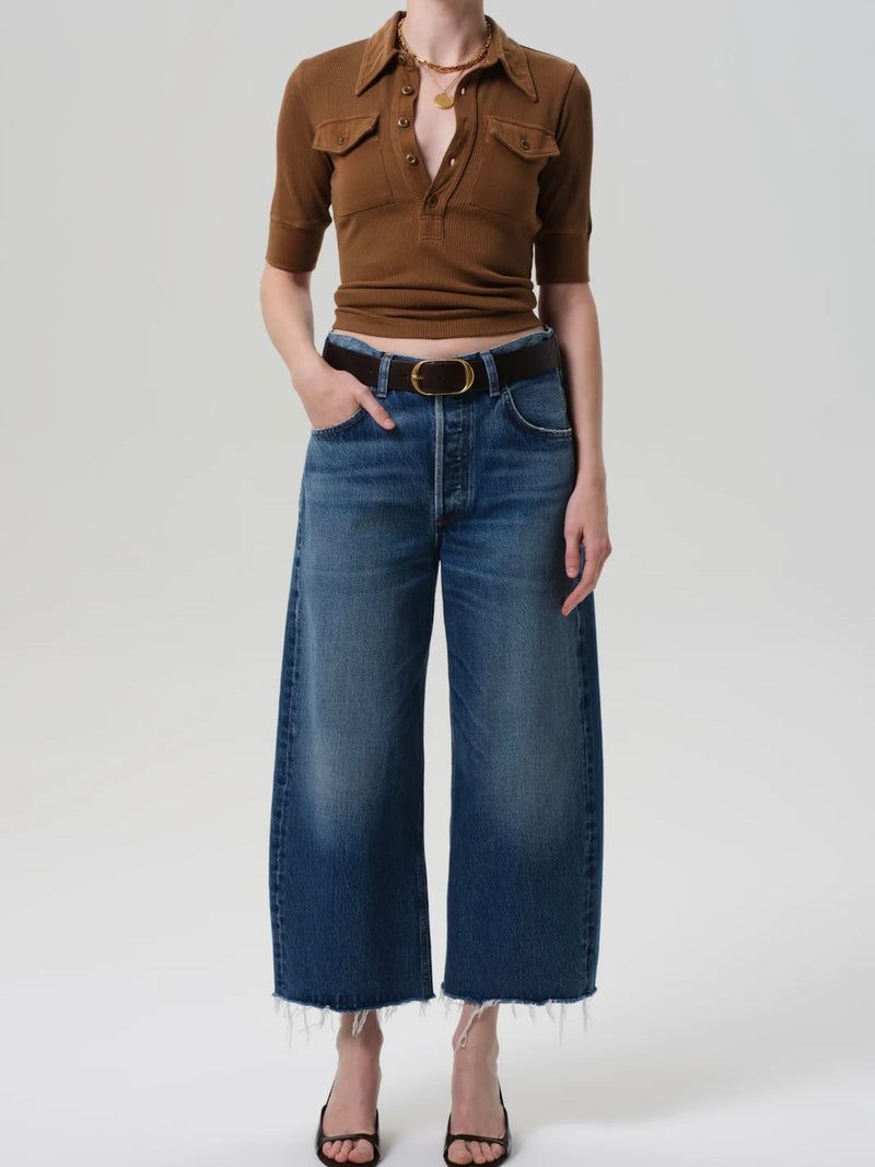 Ayla Raw Hem Crop in Chaya