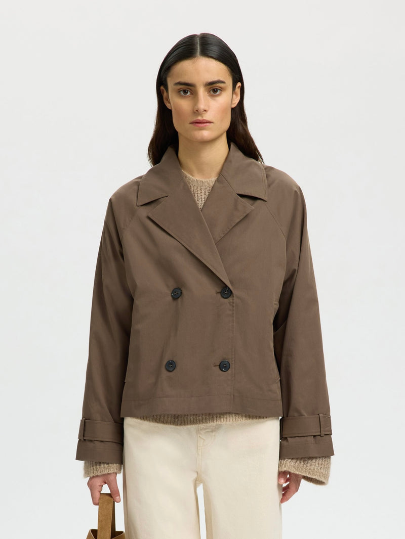 ジャケット・アウター celon moca classic short trench coat New Cilo Short Trench in Chocolate Chip – Shades of Grey Boutique