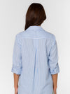 Elisa Linen Button Up in White/Blue Stripe