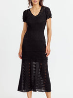 Inda Crochet Knit Dress in Black