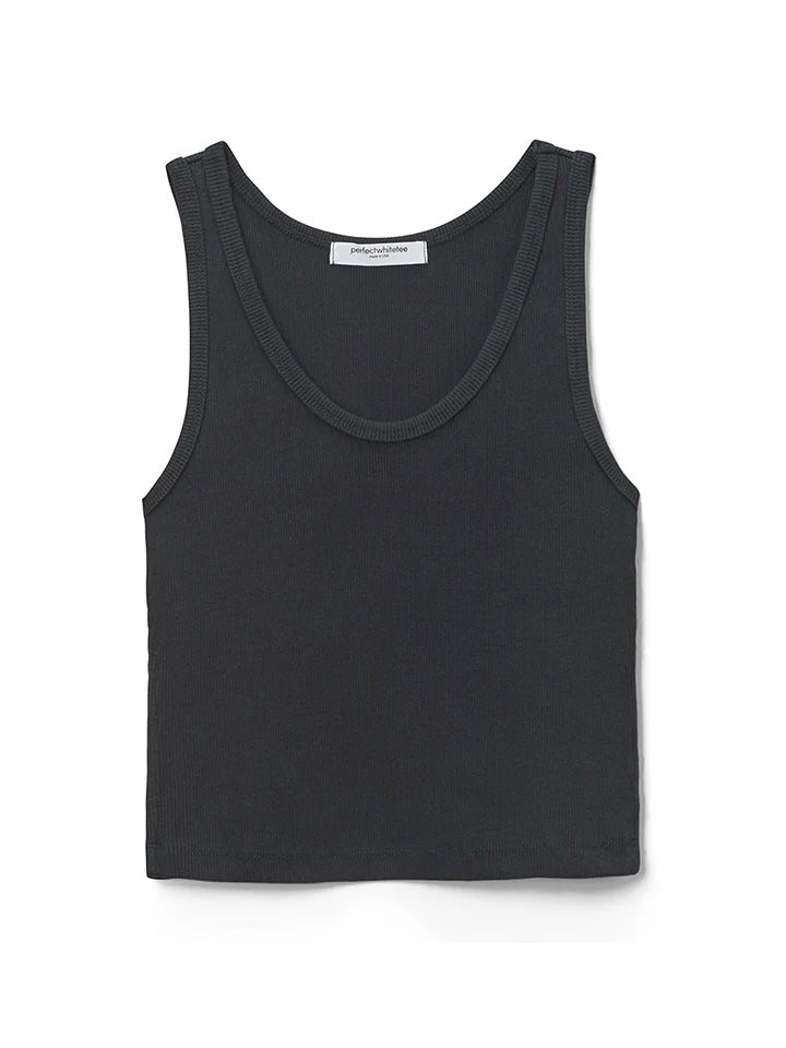 Blondie Rib Tank in True Black