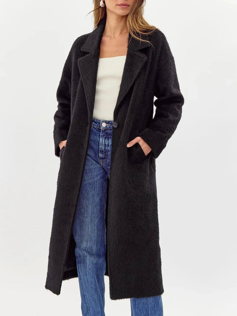 Bryce Brushed Oversized Coat in Black